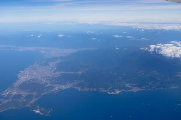 Vista Aérea Ventana Del Avión Mirando Hacia Abajo Tierra —  Fotos de Stock