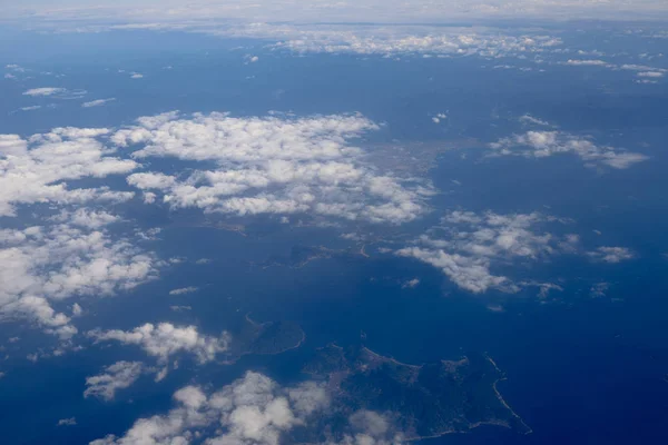 Вид Воздуха Окно Самолета Видом Землю — стоковое фото