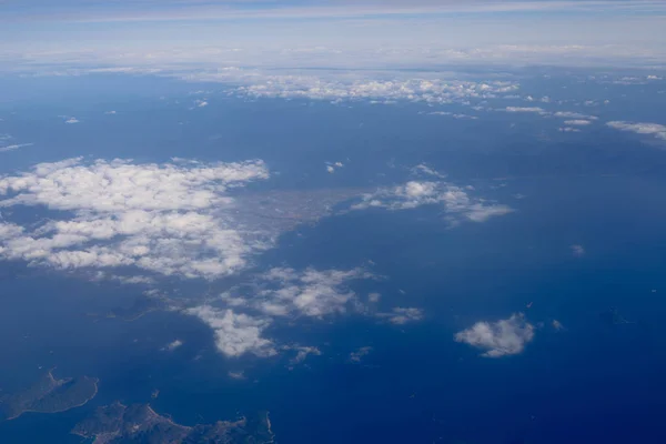 Aerial View Plane Window Looking Land — Stock Photo, Image