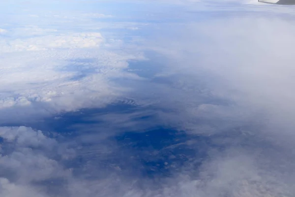 Vista Aérea Janela Plana Olhando Para Baixo Para Aterrar — Fotografia de Stock