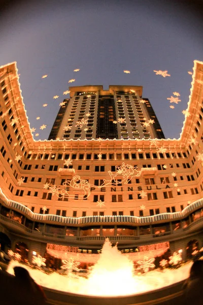 Пентхаус Отель Гонконге Украсили Рождеству — стоковое фото