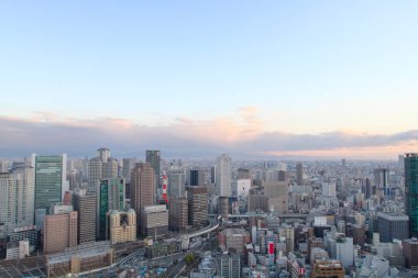 gece görünümü, Japonya Osaka kenti ışıklar