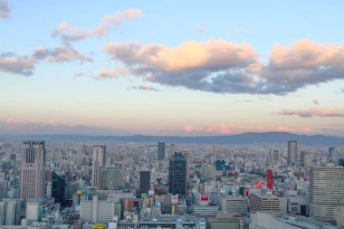 gece görünümü, Japonya Osaka kenti ışıklar