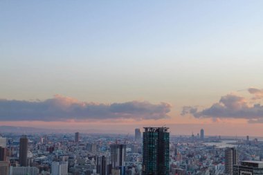 gece görünümü, Japonya Osaka kenti ışıklar