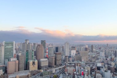 gece görünümü, Japonya Osaka kenti ışıklar