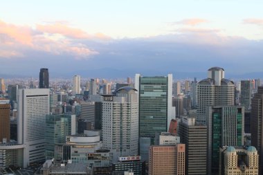 gece görünümü, Japonya Osaka kenti ışıklar