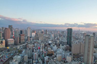 gece görünümü, Japonya Osaka kenti ışıklar