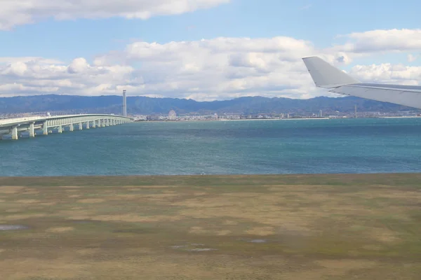 Plane Land Osaka International Airport — Stock Photo, Image