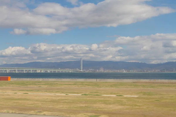 Avião Para Aterrar Aeroporto Internacional Osaka — Fotografia de Stock