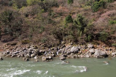 Sagano'da kanko çizgi manzara görünümünü
