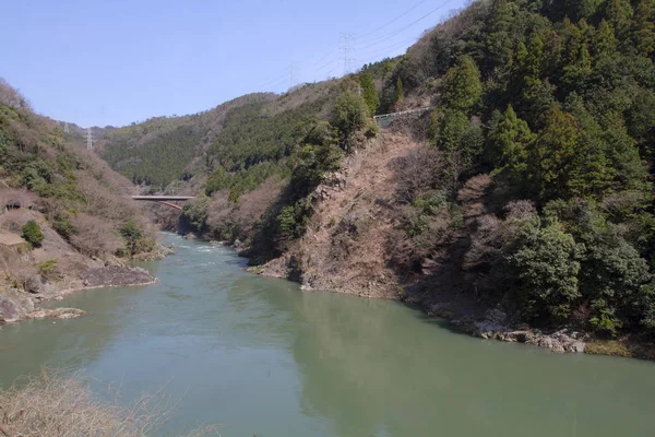 Tren Fuera Kyoto Río Arashiyama — Foto de Stock