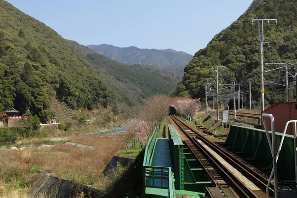 Sagano Tren Romantico Está Aparcando Kyoto — Foto de Stock