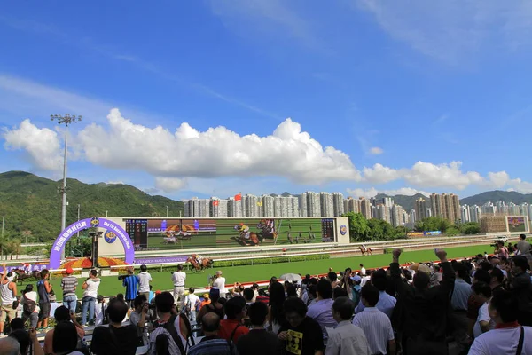 香港の競馬場で競馬 — ストック写真