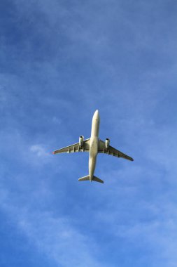 Mavi gökyüzü bir düzlemde