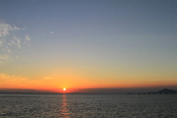 Zachód Słońca Tung Chung Widokiem Morze — Zdjęcie stockowe