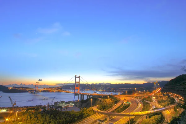 Beautiful Tsing Bridge Sunset Hong Kong — Stock Photo, Image