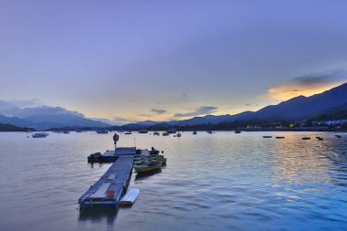 Tai Mei Tuk, Tai Po, Nt, çarpıcı bir gün batımı