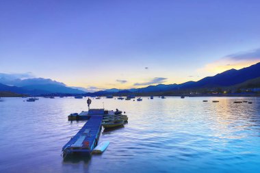Tai Mei Tuk, Tai Po, Nt, çarpıcı bir gün batımı