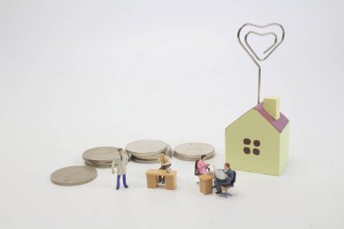 İş takım toplantısı sikke yığını ve evleri. 