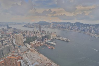 Hong Kong manzarası ve waterfront görünümü.