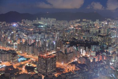 gece Kowloon ICC görünümünü