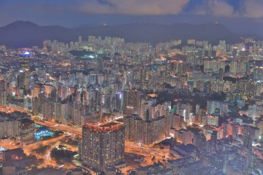 gece Kowloon ICC görünümünü