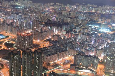 gece Kowloon ICC görünümünü