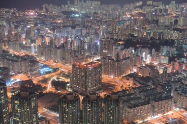 gece Kowloon ICC görünümünü