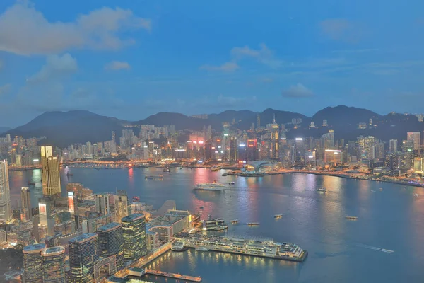 Ορίζοντας Του Χονγκ Κονγκ Νύχτα Φεγγάρι — Φωτογραφία Αρχείου