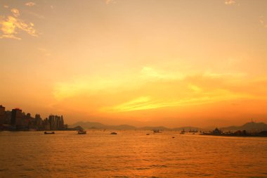 Güneş Batı kowloon promenade, hong kong ayarla