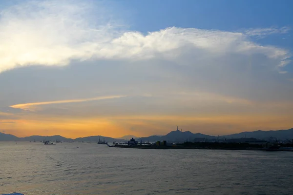 Pôr Sol Calçadão Oeste Hong Kong — Fotografia de Stock