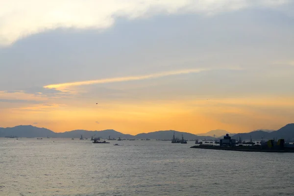 Sonnenuntergang Der West Kkowloon Promenade Hongkong — Stockfoto