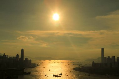 Gün batımı hong kong şehir manzarası İskoç tepe