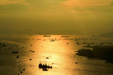 Gün batımı hong kong şehir manzarası İskoç tepe