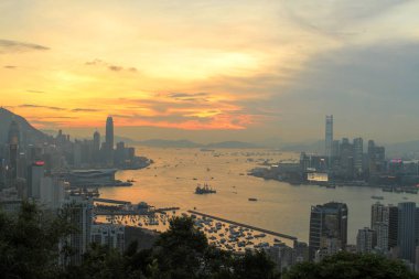Gün batımı hong kong şehir manzarası İskoç tepe