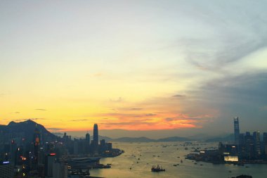 Gün batımı hong kong şehir manzarası İskoç tepe
