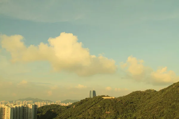 Puesta Del Sol Ciudad Hong Kong Skyline Colina Braemar — Foto de Stock