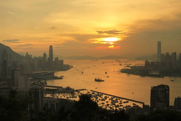 Sonnenuntergang Hong Kong City Skyline Von Braemar Hil — Stockfoto