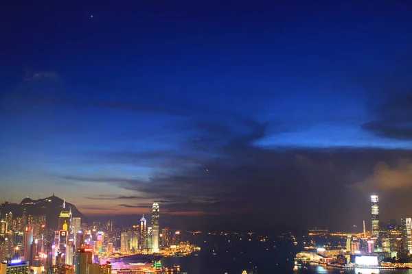 Puesta Del Sol Ciudad Hong Kong Skyline Braemar Hil —  Fotos de Stock