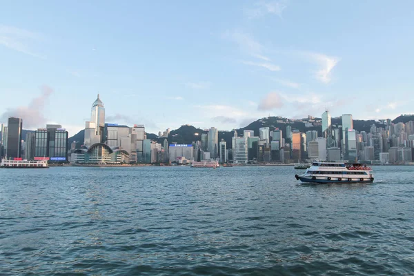 Hong Kong Silüeti Ile Victoria Limanı — Stok fotoğraf