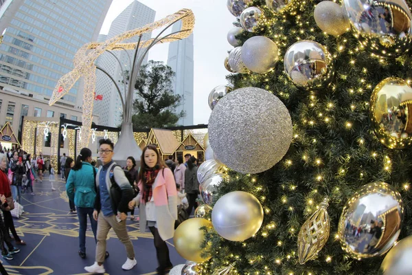 Verlichting Van Kerst Bij Central Hong Kong — Stockfoto