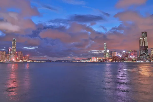 Victoria Harbor Bir Gece Görünümü — Stok fotoğraf