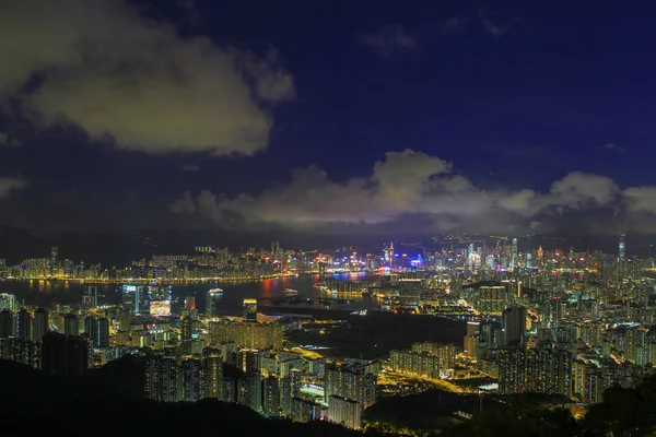 Kowloon East District Den Görülen Bir Gece Manzarası — Stok fotoğraf