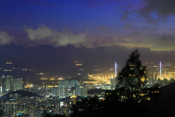 Una Vista Nocturna Que Desde Distrito Este Kowloon —  Fotos de Stock