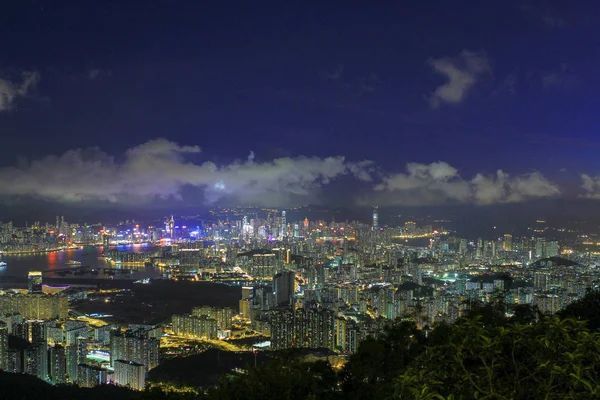 Uma Visão Noturna Que Vista Kowloon East District — Fotografia de Stock