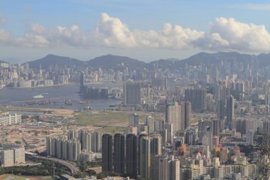 Kowloon siluetinin Kowloon tepe görünümünde