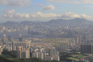 Hong Kong Kowloon tepe veya Fei Ngor Shan gün batımı görünümü