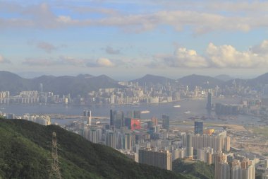 Hong Kong Kowloon tepe veya Fei Ngor Shan gün batımı görünümü