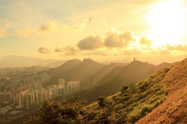 hong kong, Kowloon tepe veya Fei Ngor Shan gün batımı görünümü