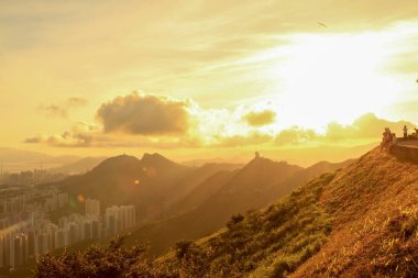 hong kong, Kowloon tepe veya Fei Ngor Shan gün batımı görünümü